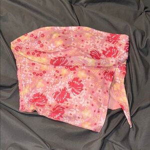Floral pink flower tube top